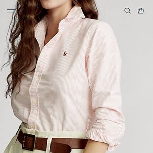 Ralph Lauren Pink & White Striped Button Front